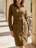 Retro Belted Shirt Dress with Pockets_CWDSD11737