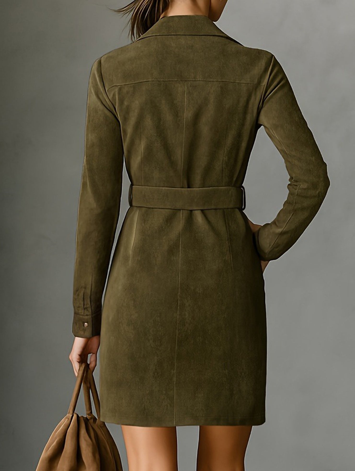 Retro Belted Shirt Dress with Pockets_CWDSD11737