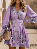 Boho Print V Neck Maxi Dress