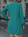 Solid Long Sleeve A Line Midi Dress