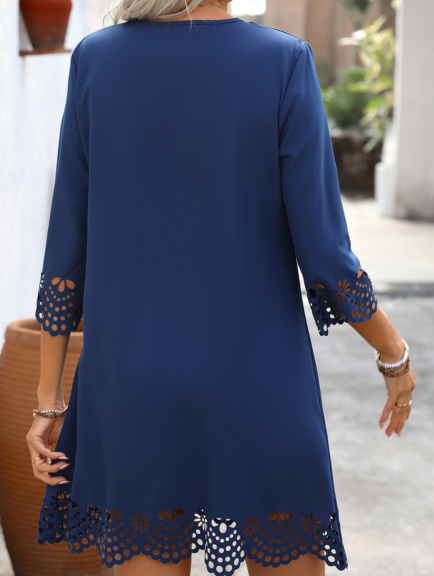 Burnout Floral A Line Dress