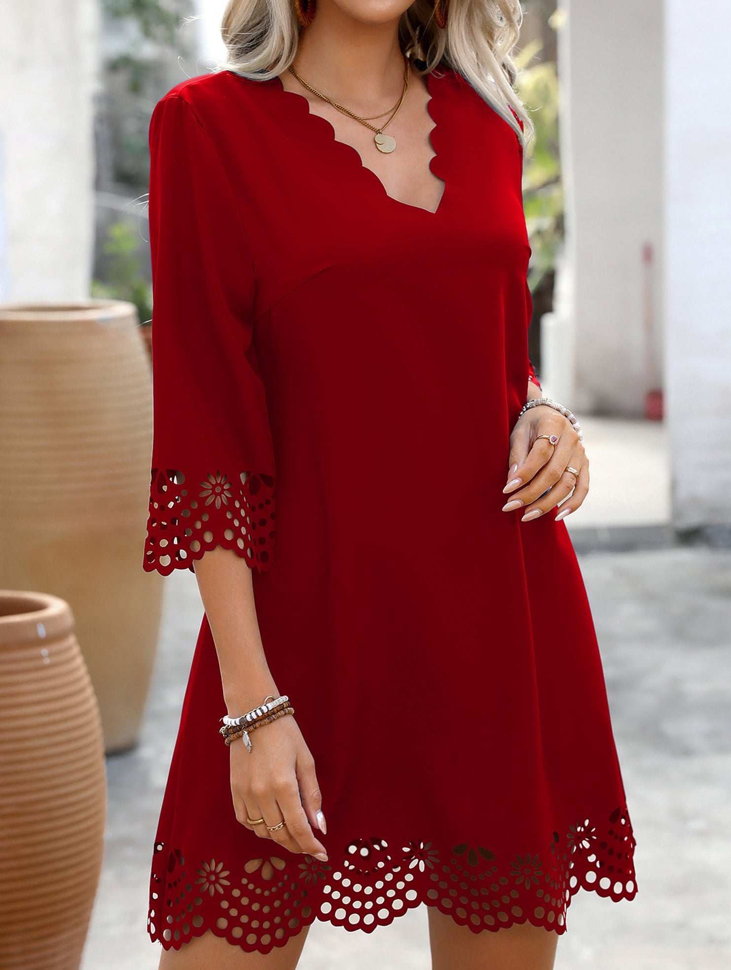 Burnout Floral A Line Dress