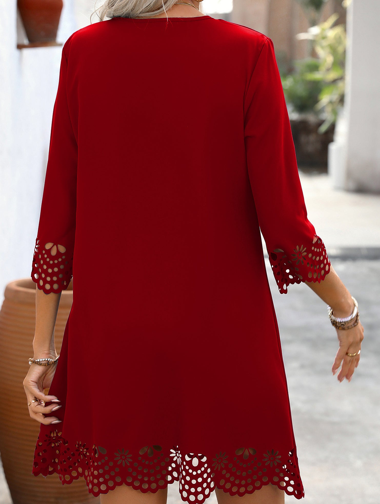 Burnout Floral A Line Dress