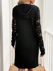 Lace Patchwork Hooded Casual Dress