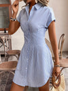 Stripe Short Sleeve Shirt Dress