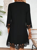 Ruffle Neck A Line Dress