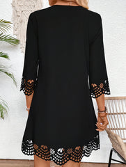 Ruffle Neck A Line Dress