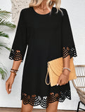 Ruffle Neck A Line Dress