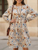 Print Lantern Sleeve Dress