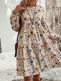 Print Lantern Sleeve Dress