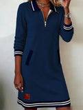 Zip Long Sleeve Sweatshirt Dress