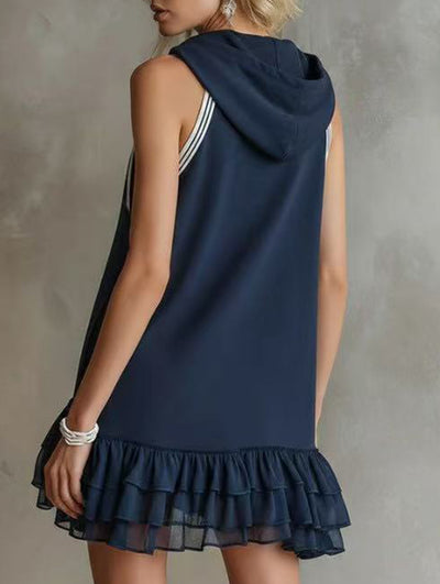 Cotton Hooded Sleeveless Mini Dress