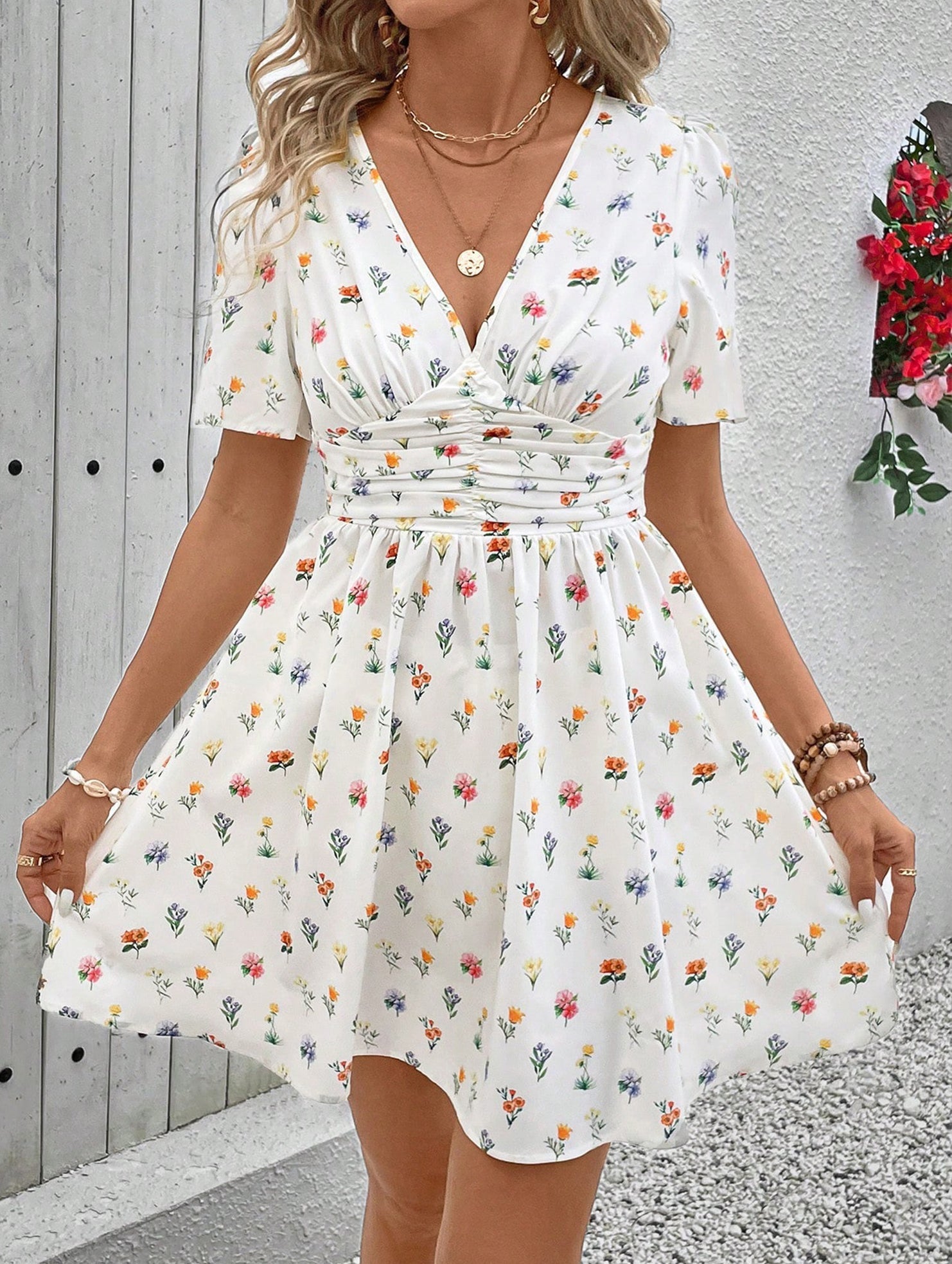 Summer Short Sleeve Mini Dress