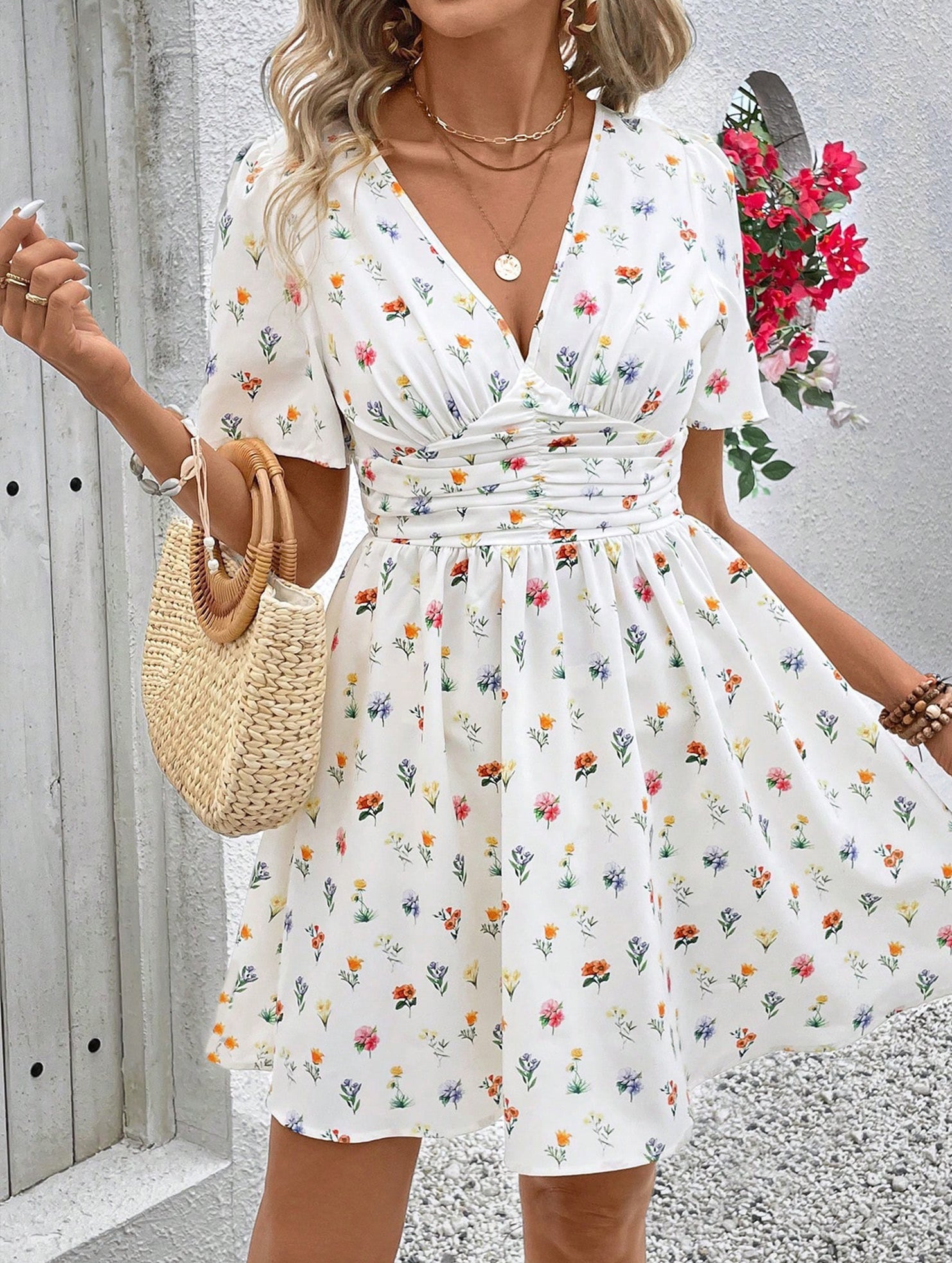Summer Short Sleeve Mini Dress