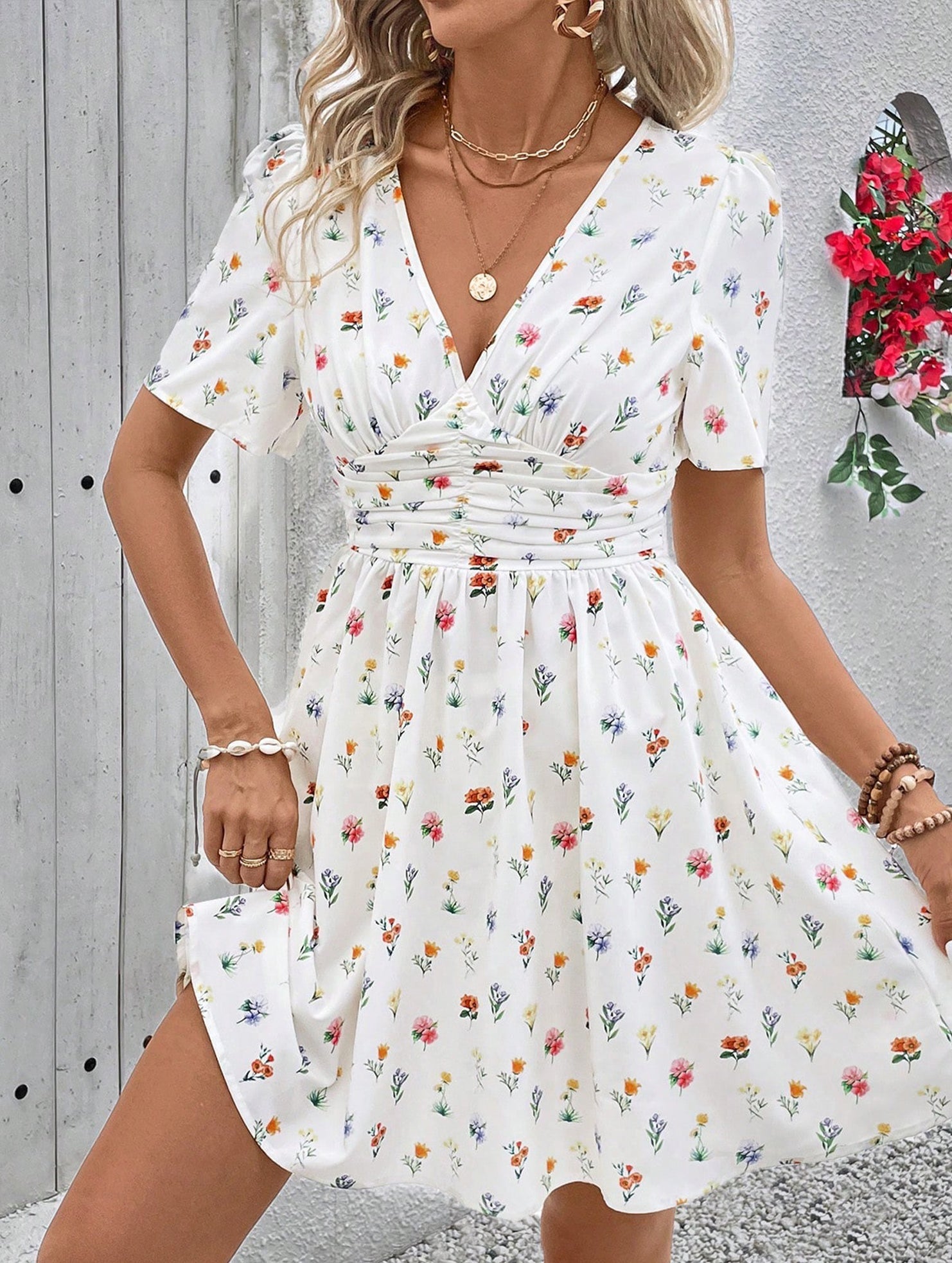 Summer Short Sleeve Mini Dress