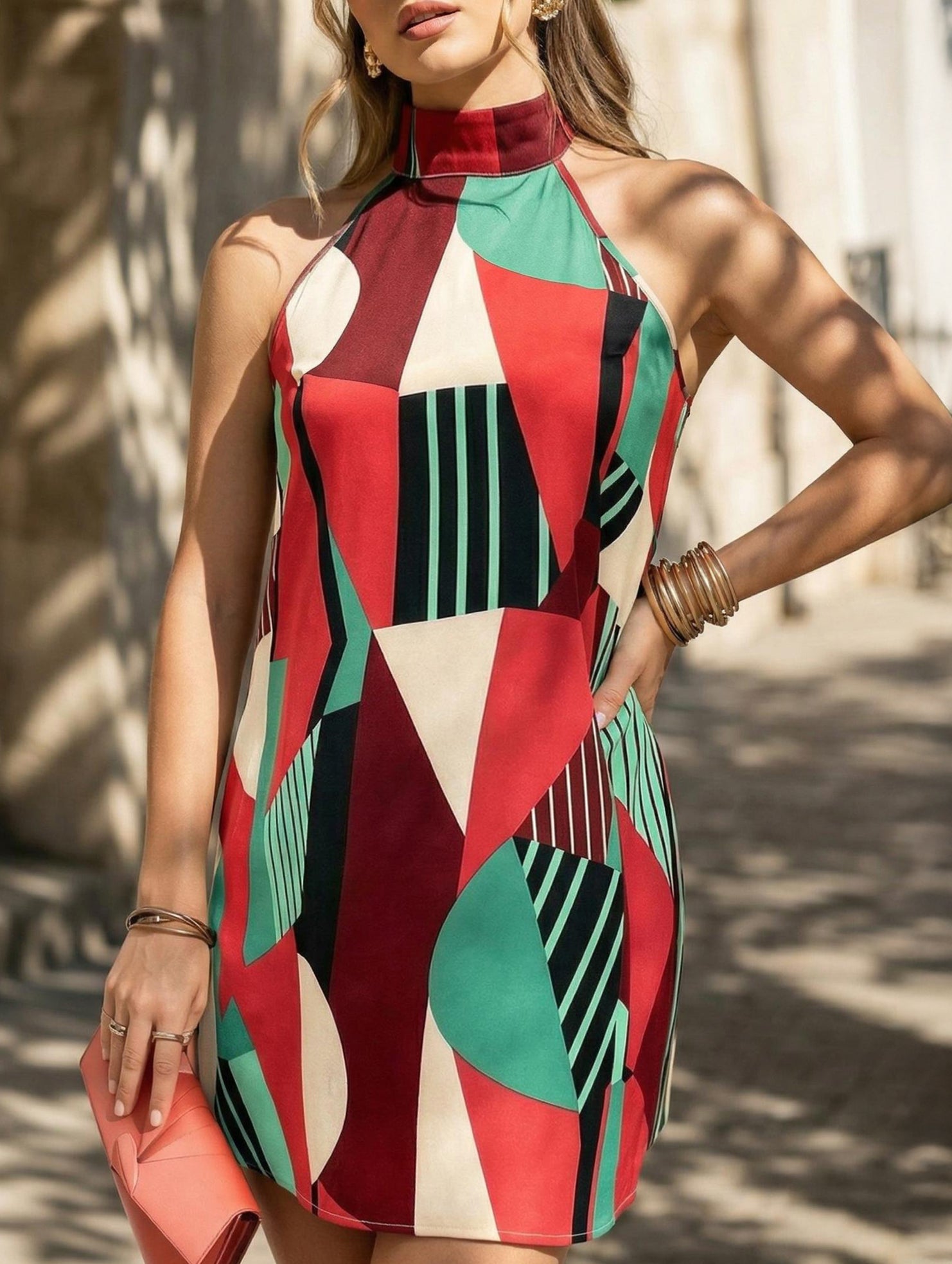 Print Sleeveless Crewneck Dress