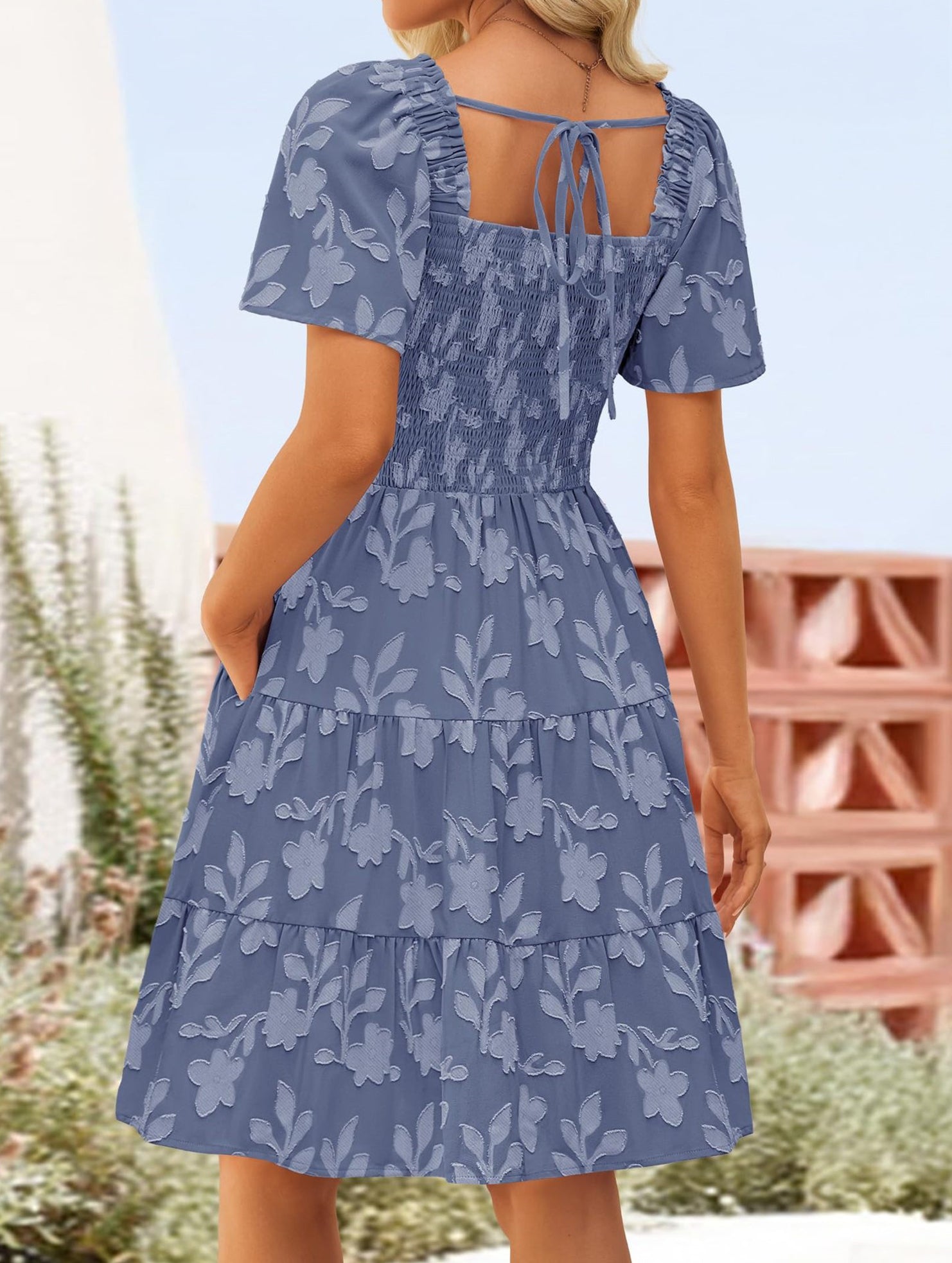 Floral Square Neck Flowy Dress_CWDSD11942