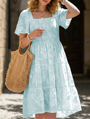 Floral Square Neck Flowy Dress_CWDSD11942