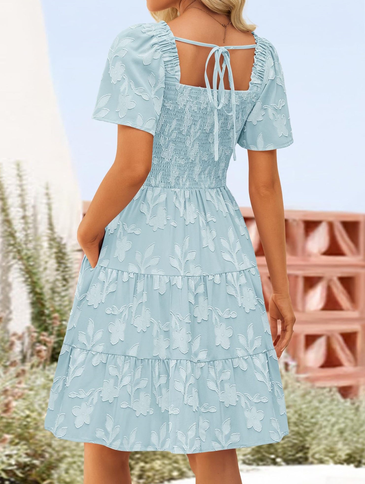 Floral Square Neck Flowy Dress_CWDSD11942