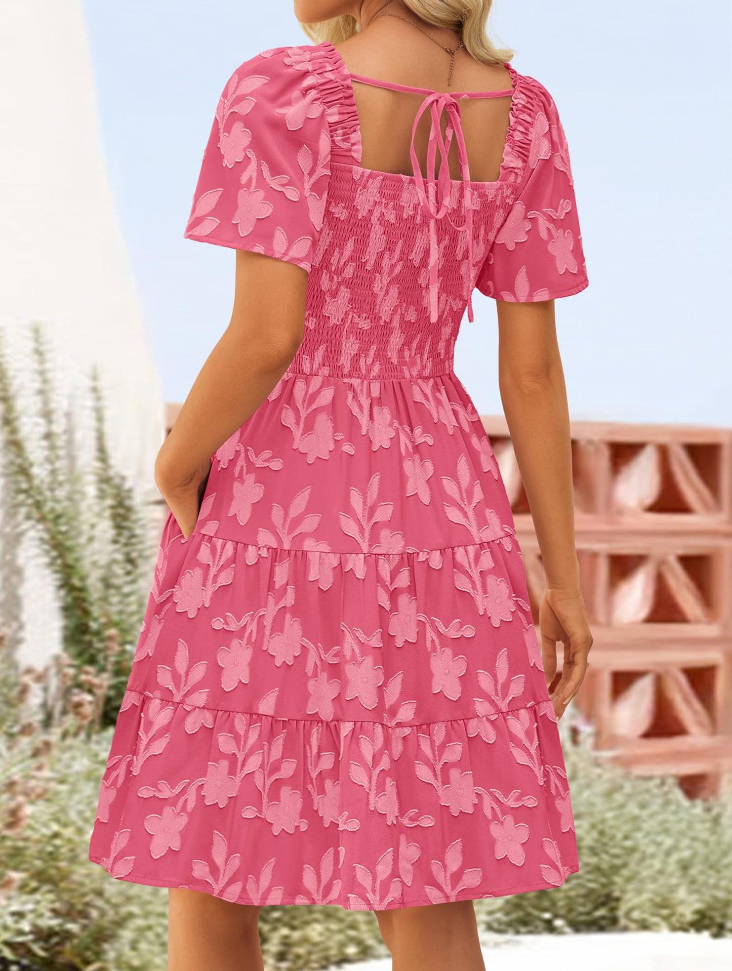 Floral Square Neck Flowy Dress_CWDSD11942