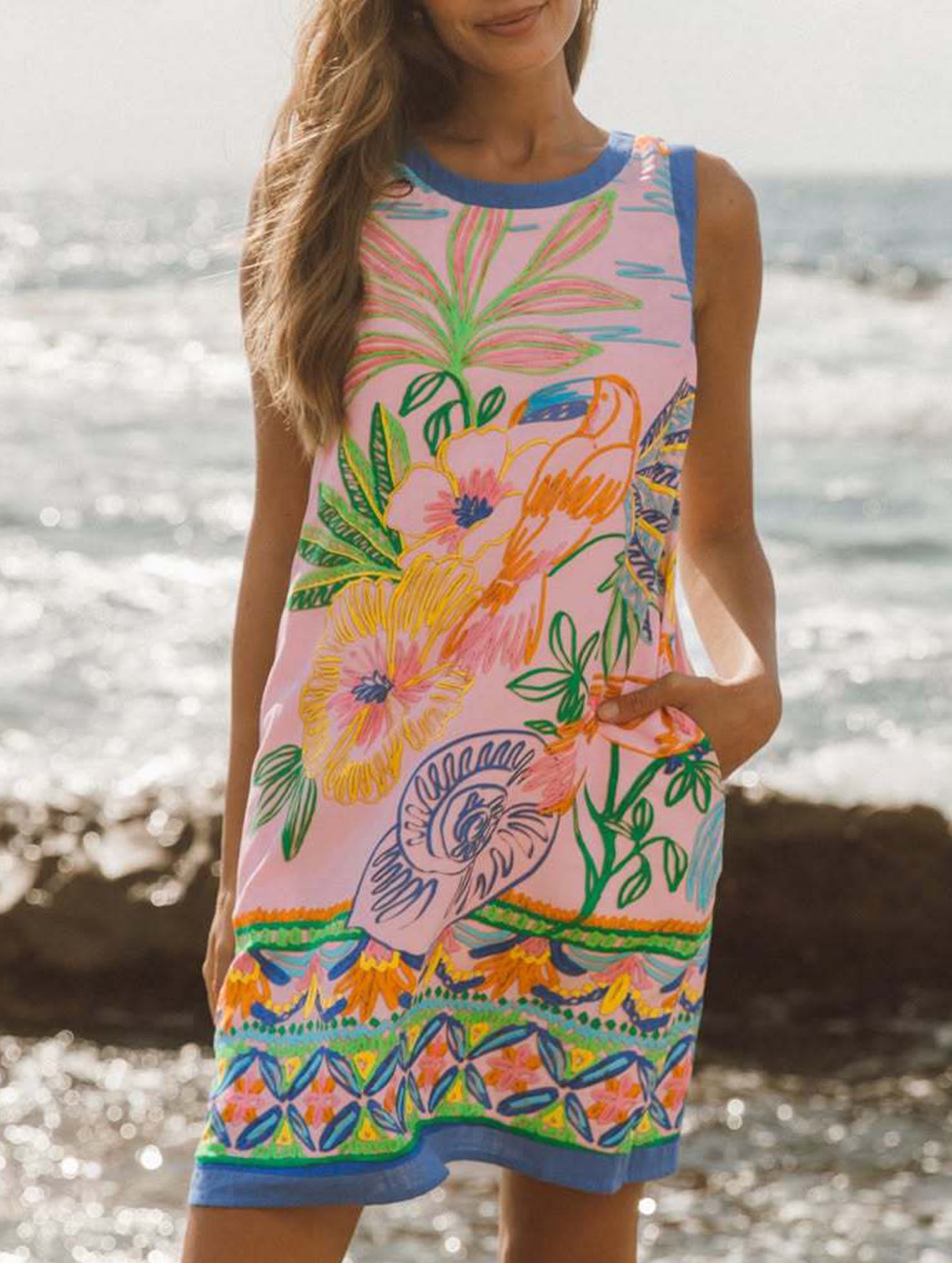 Print Loose Tank Dress