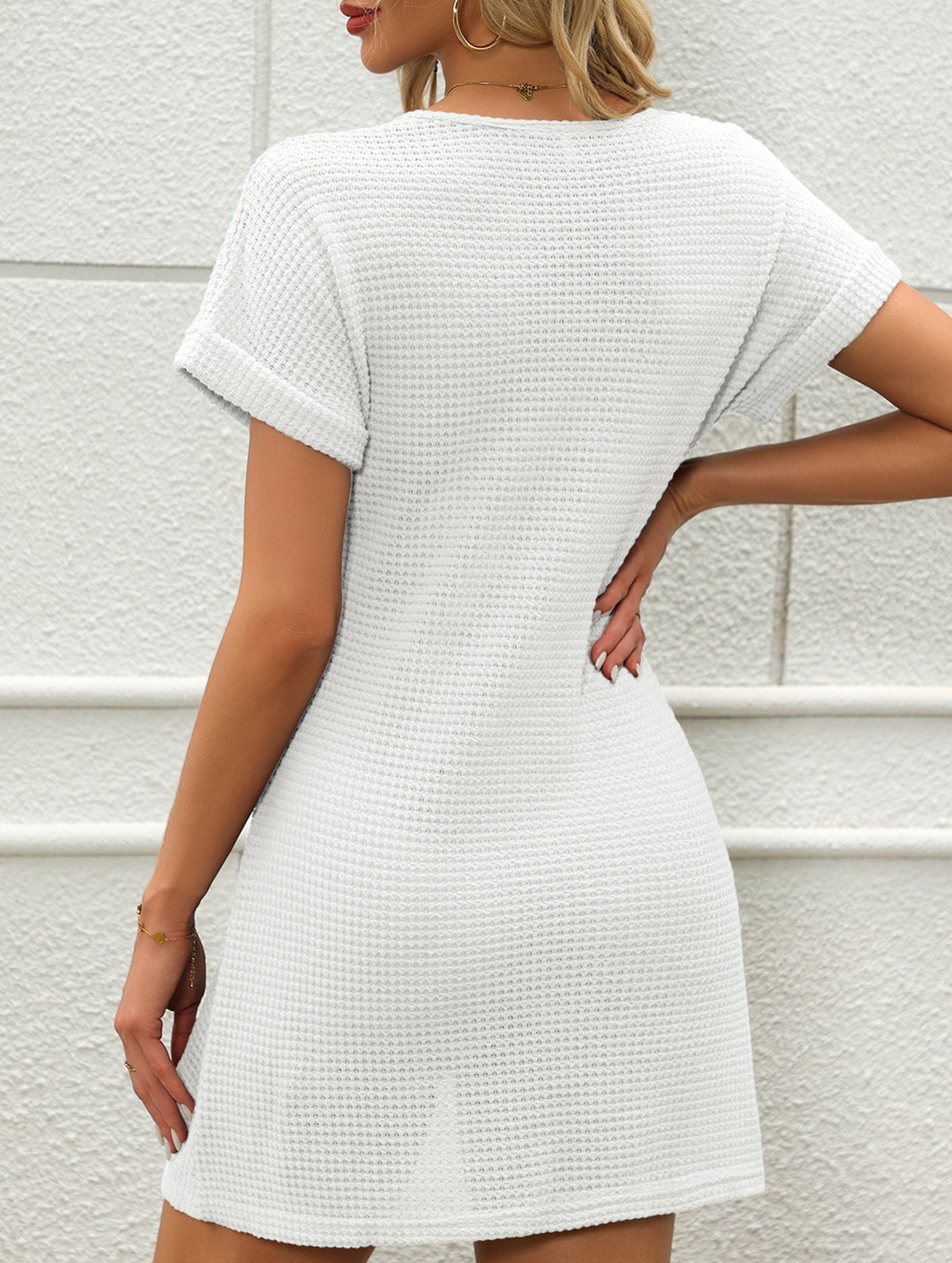 V Neck Twist Beach Cover Dress_CWDSD11960