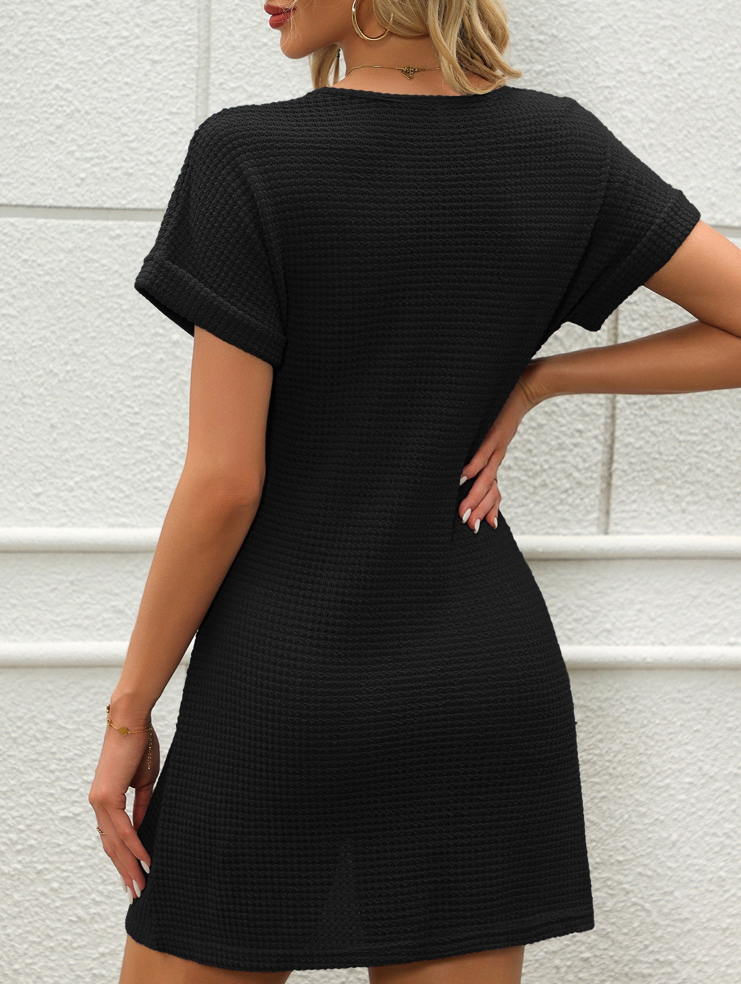 V Neck Twist Beach Cover Dress_CWDSD11960