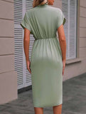 V Neck Irregular Sleeve Dress_CWDSD11961
