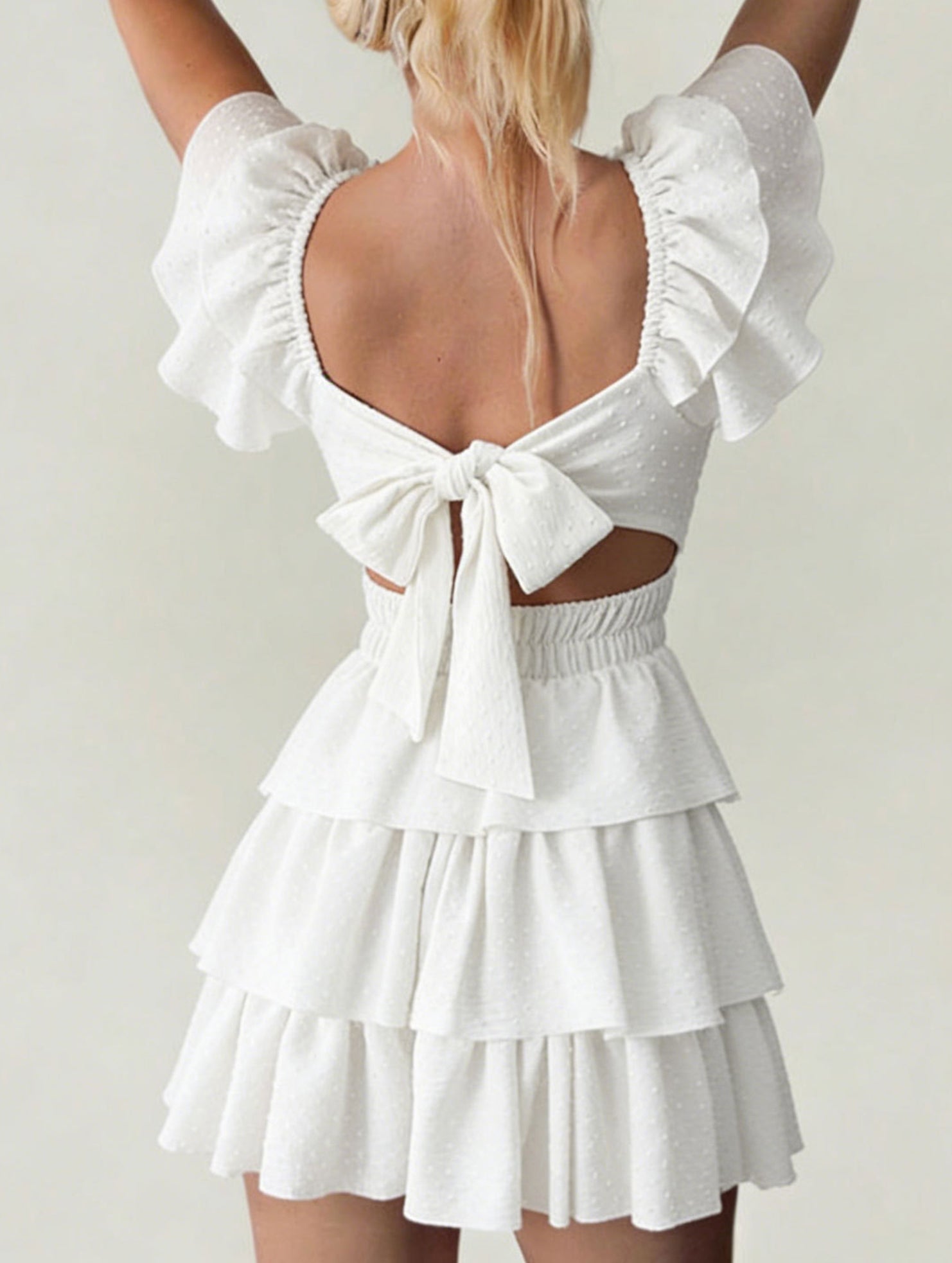 Square Neck Ruffle Backless Mini Dress_CWDSD12013