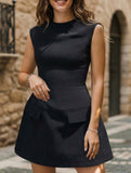 Solid Round Neck Fitted Maxi Dress