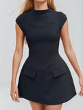 Solid Round Neck Fitted Maxi Dress