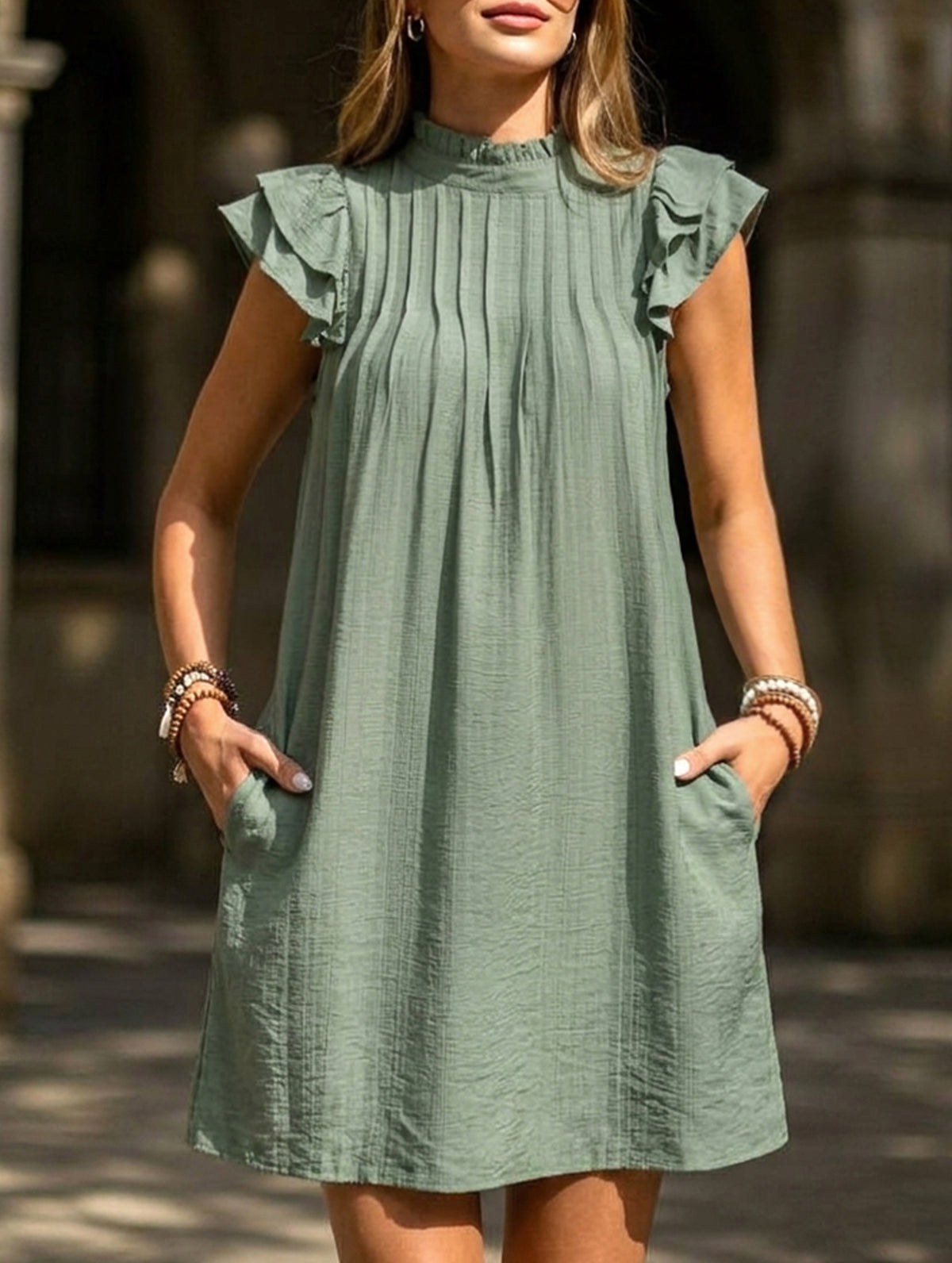 High Neck Loose Smock Dress_CWDSD12023
