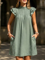 High Neck Loose Smock Dress_CWDSD12023
