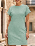 Crewneck Pocket Short Sleeve Dress_CWDSD12024