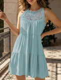 Lace Patch Halter A Line Dress_CWDSD12026