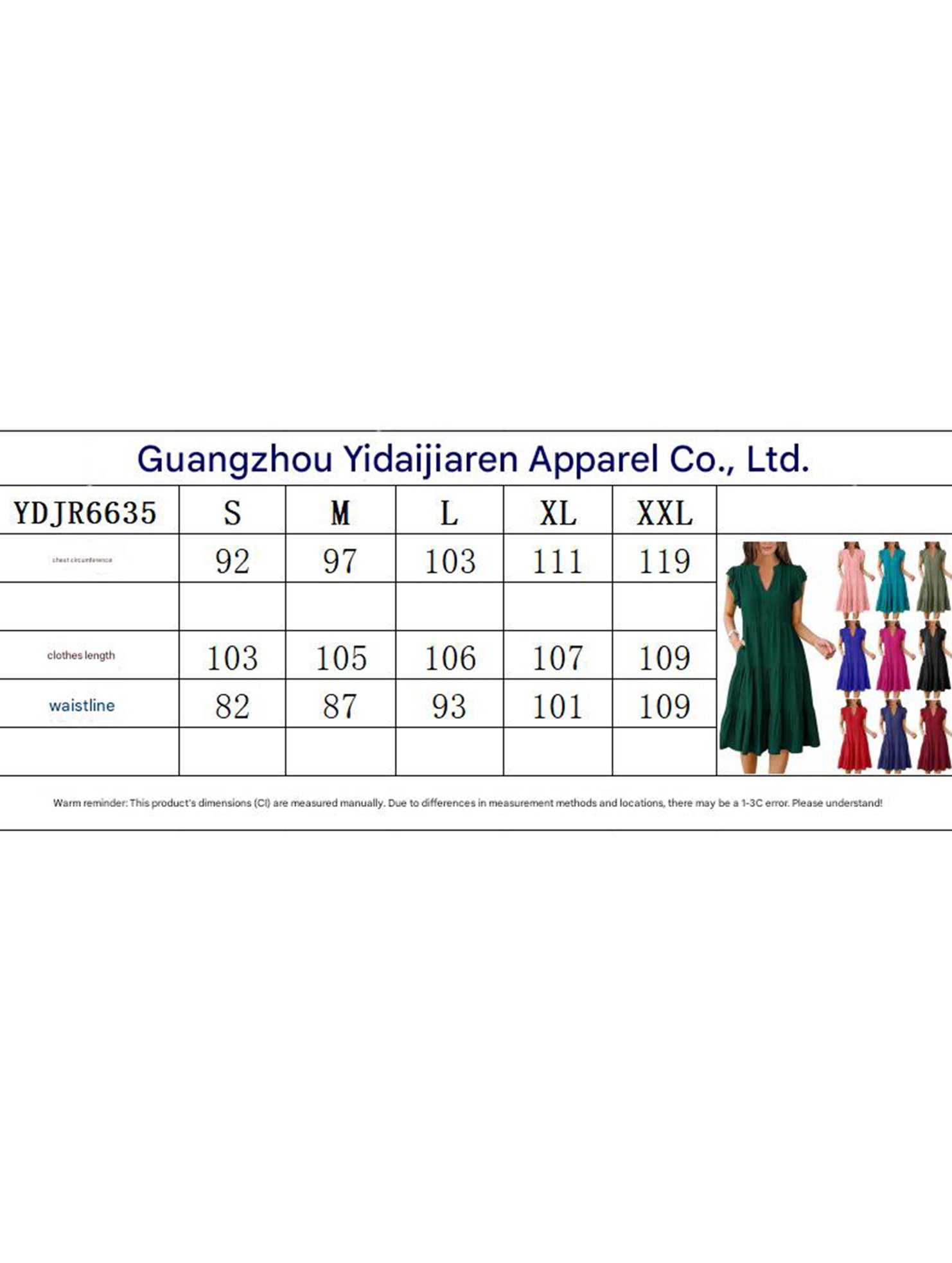 V Neck Ruffle Sleeve Midi Dress_CWDSD12027