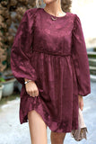 WOMEN LOOSE FIT LACE LONG SLEEVE CHIFFON DRESS