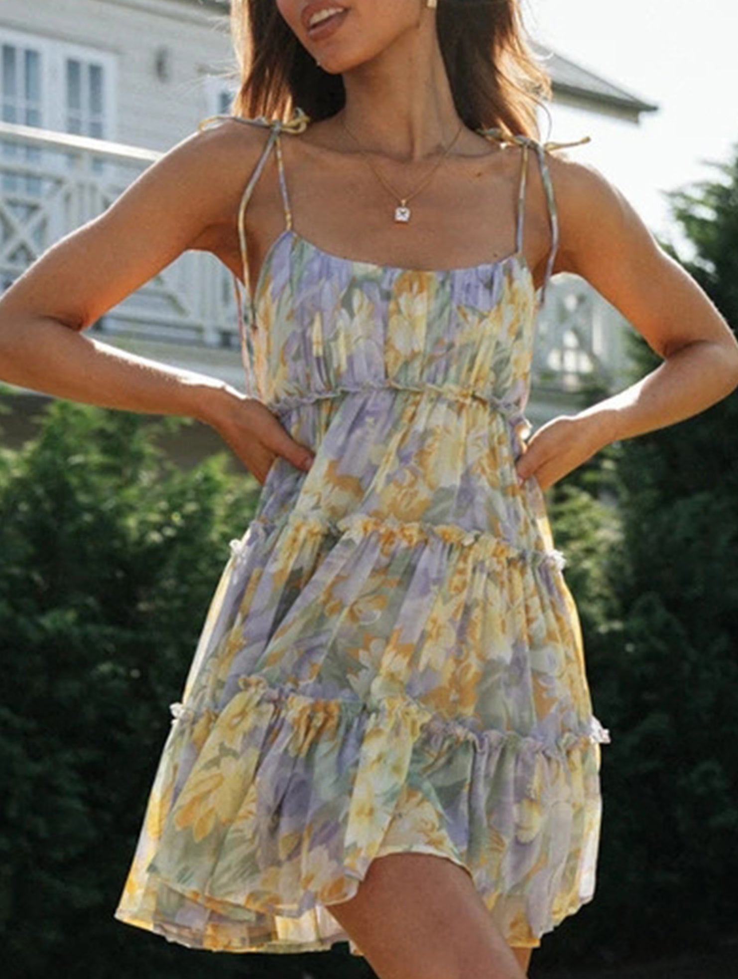 Resort Style Sexy Print High-End short dress