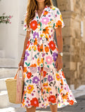 Bohemian High-Waisted Colorblock Midi Dress – Casual Viscose Lyocell Blend