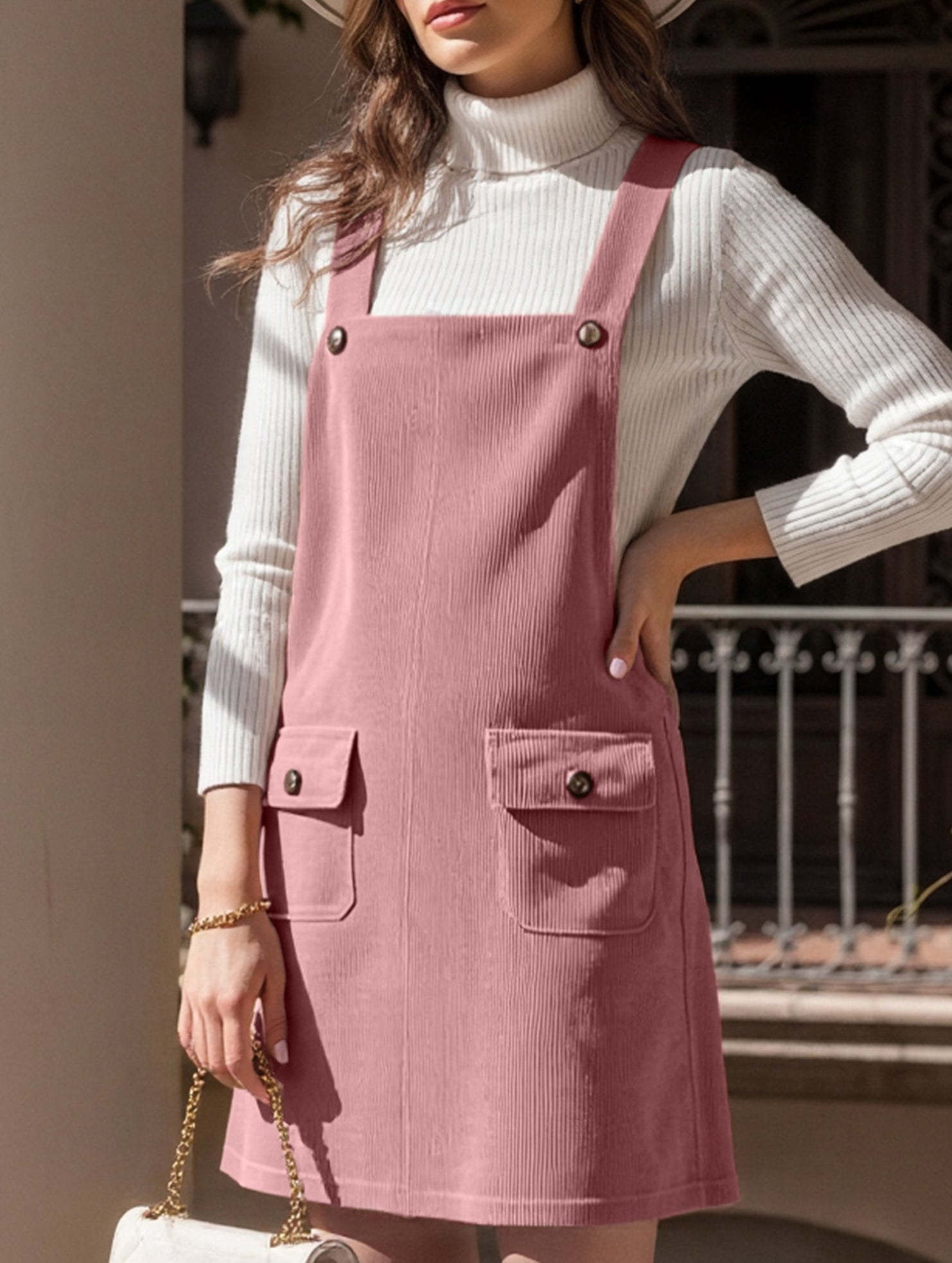 Fashionable shoulder strap overall suspender dress