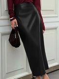 High Waist PU Leather Slit Pencil Skirt_CWDTD00548