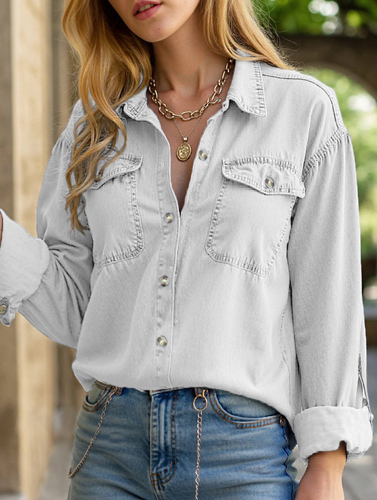 Pure color denim jacket