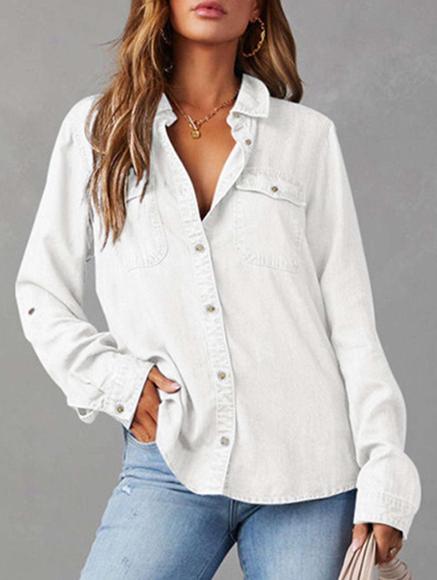 Pure color denim jacket