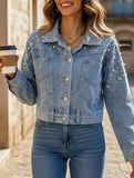 Beaded Loose Fit Cropped Denim Jacket_CWJJ00130
