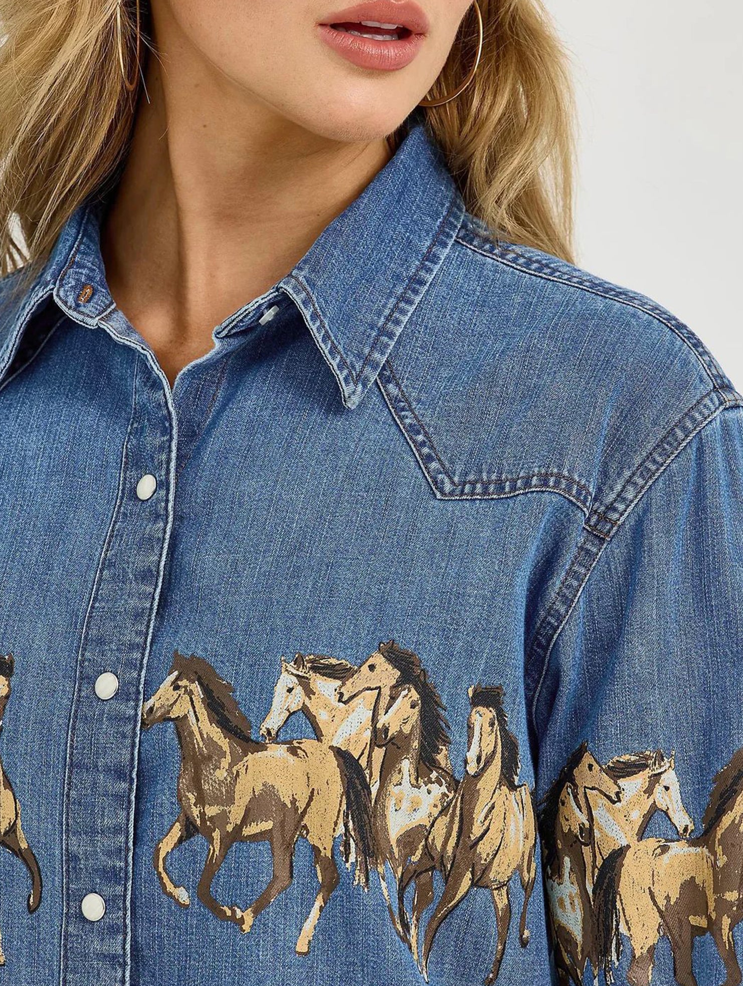 Retro denim collared shirt and printed denim jacket_CWJJ00137