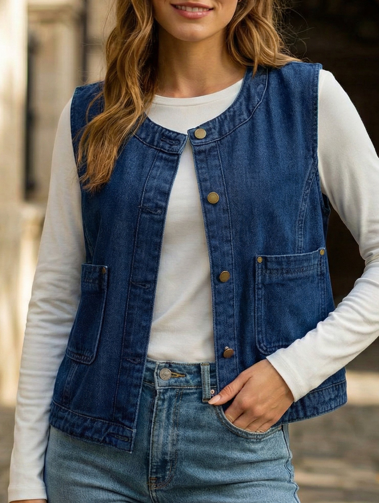 Denim vest, sleeveless tank top for women_CWJJ00139