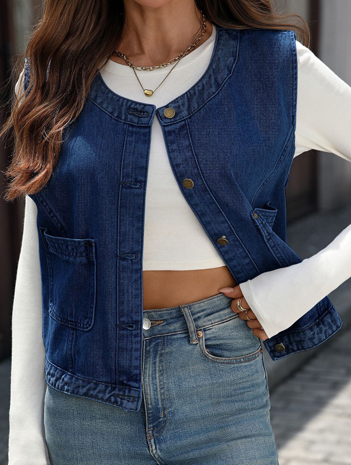 Denim vest, sleeveless tank top for women_CWJJ00139