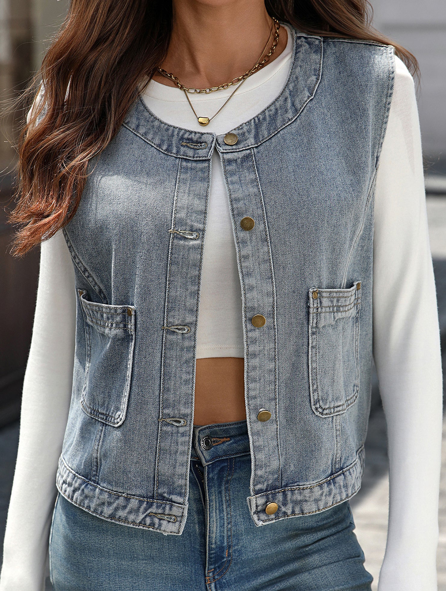 Denim vest, sleeveless tank top for women_CWJJ00139