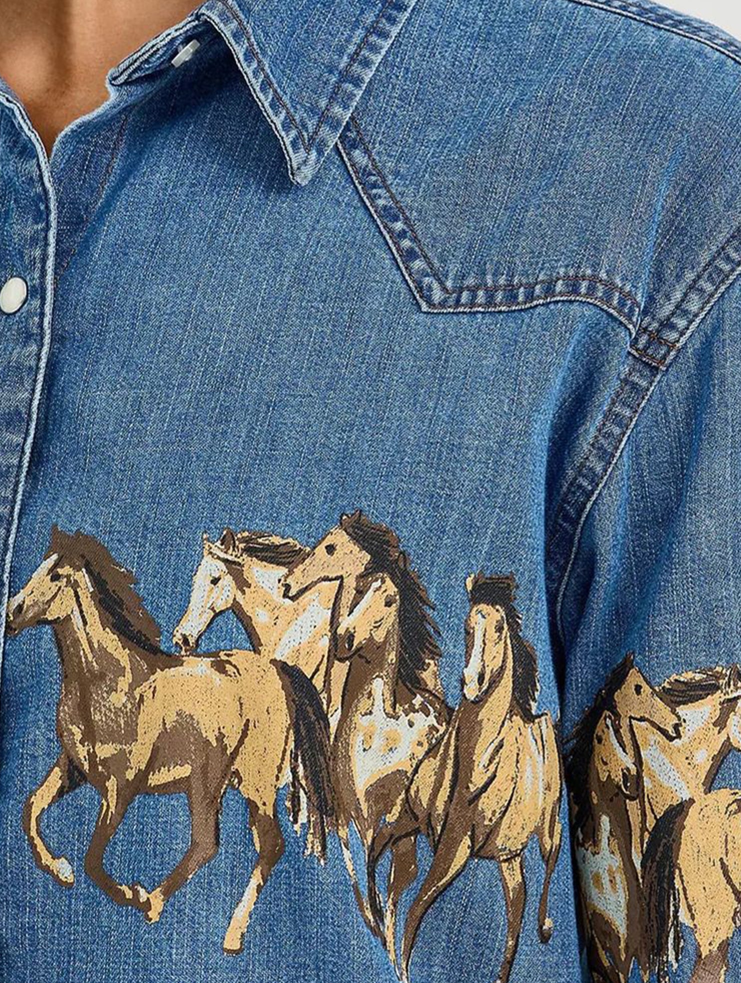 Horse Print Denim Jacket Shirt