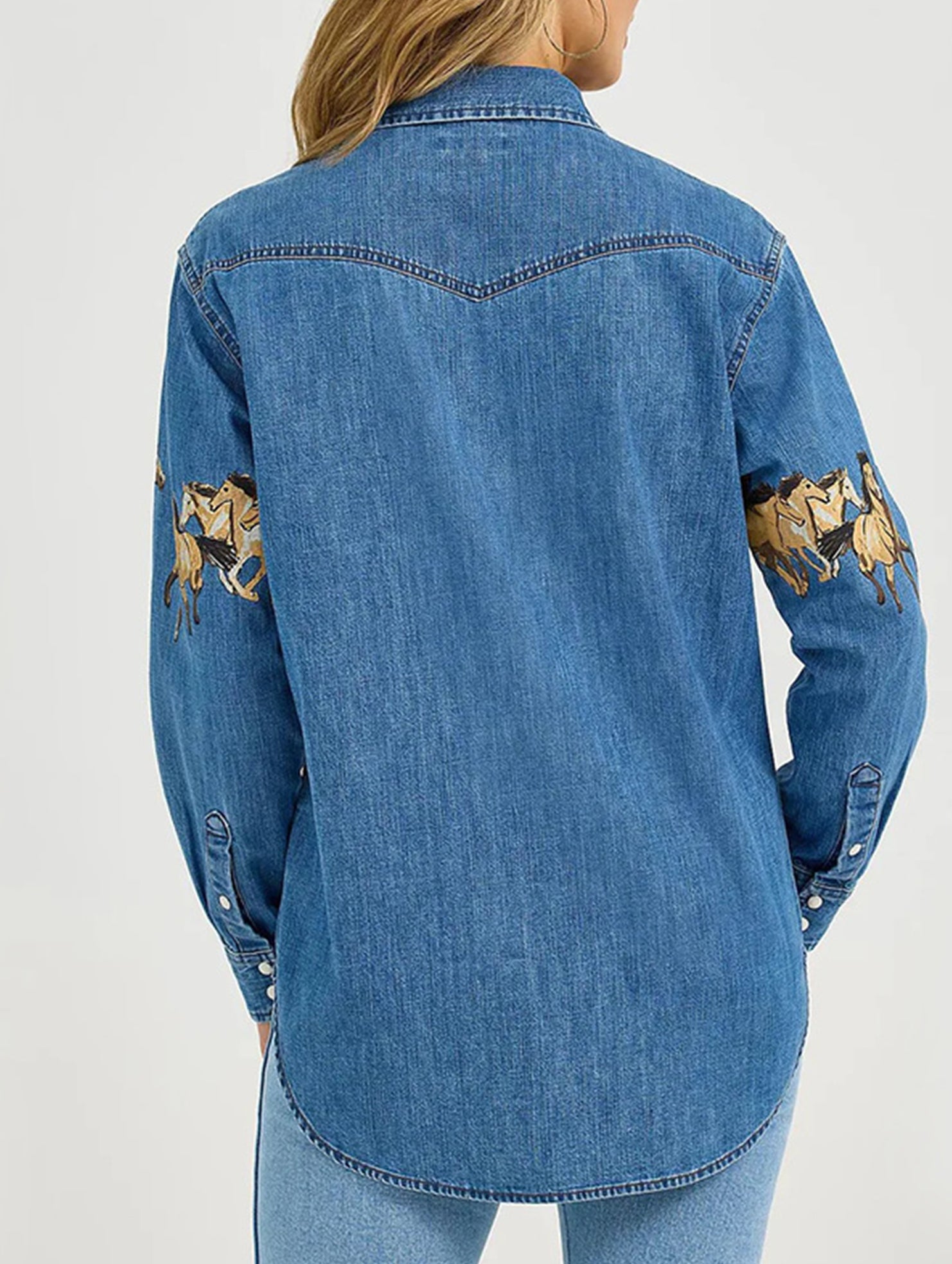 Horse Print Denim Jacket Shirt